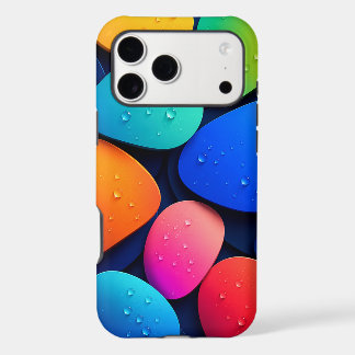 Vibrant Colorful Abstract Pebbles with Water Drops iPhone 17 Pro Max Case