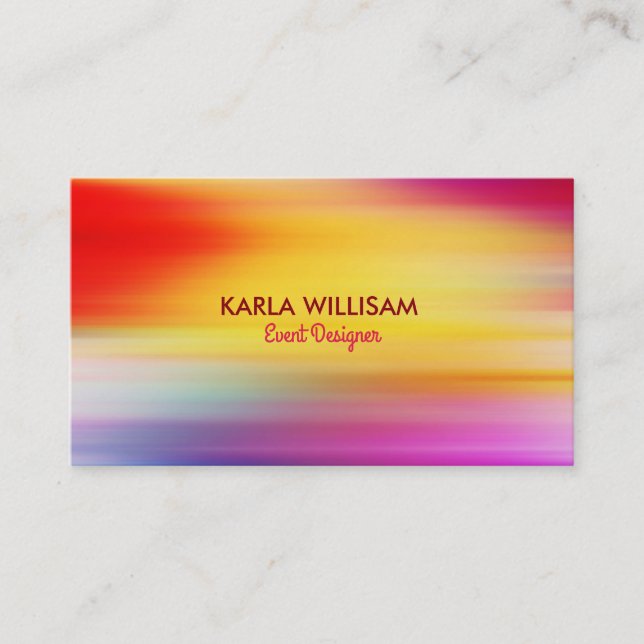 Vibrant Colorful Abstract Rays Background Business Card (Front)