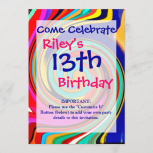 Vibrant Colorful Abstract Swirl of Melted Crayons Invitation