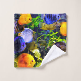 Vibrant Colorful Aquatic Tropical Sea Fish Wash Cloth