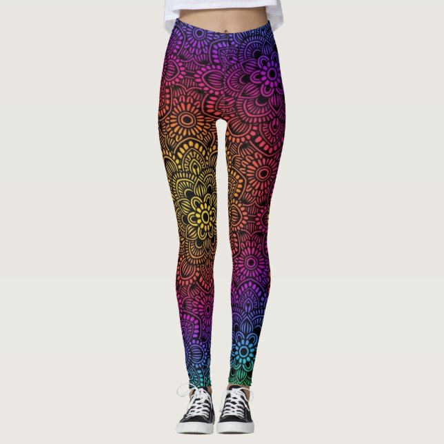 Vibrant Colorful art  Leggings (Front)