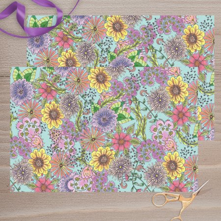 Vibrant Colorful Artistic Doodle Spring Florals