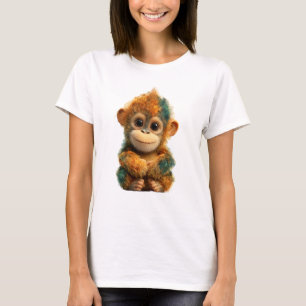 Vibrant Colorful Baby Chimpanzee Portrait Women T-Shirt
