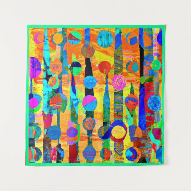 Vibrant Colorful Balls Pattern Art Tapestry (Front)