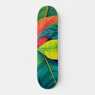 Vibrant Colorful Banana Foliage Pattern Skateboard