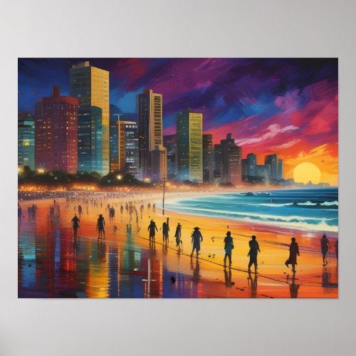 Vibrant Colorful Beach Art Poster