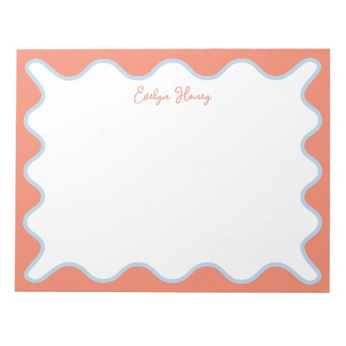Vibrant Colorful Blue and Pink Wavy Zigzag Border Notepad