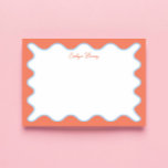 Vibrant Colorful Blue and Pink Wavy Zigzag Border Notepad<br><div class="desc">Perfect gift for anyone who loves colourful and bright notepads, featuring blue and pink wavy border.
For more advanced customisation of this design, e.g. changing layout, font or text size please click the "CUSTOMIZE" button above. Please contact me for any questions!</div>