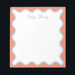 Vibrant Colorful Blue Peach Wavy Zigzag Border Notepad<br><div class="desc">Perfect gift for anyone who loves colourful and bright notepads,  featuring blue and peach wavy border.
For more advanced customisation of this design,  e.g. changing layout,  font or text size please click the "CUSTOMIZE" button above. Please contact me for any questions!</div>