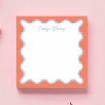 Vibrant Colorful Blue Peach Wavy Zigzag Border Notepad<br><div class="desc">Perfect gift for anyone who loves colourful and bright notepads,  featuring blue and peach wavy border.
For more advanced customisation of this design,  e.g. changing layout,  font or text size please click the "CUSTOMIZE" button above. Please contact me for any questions!</div>