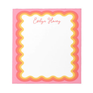 Vibrant Colorful Bold Colors Wavy Zigzag Border Notepad