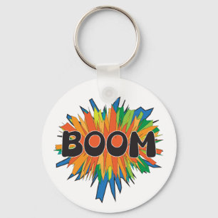 Vibrant Colorful BOOM Comic Pop Art Keychain