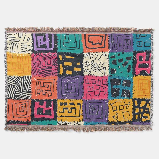 Vibrant Colorful Box Pattern (1) Throw Blanket (Front)