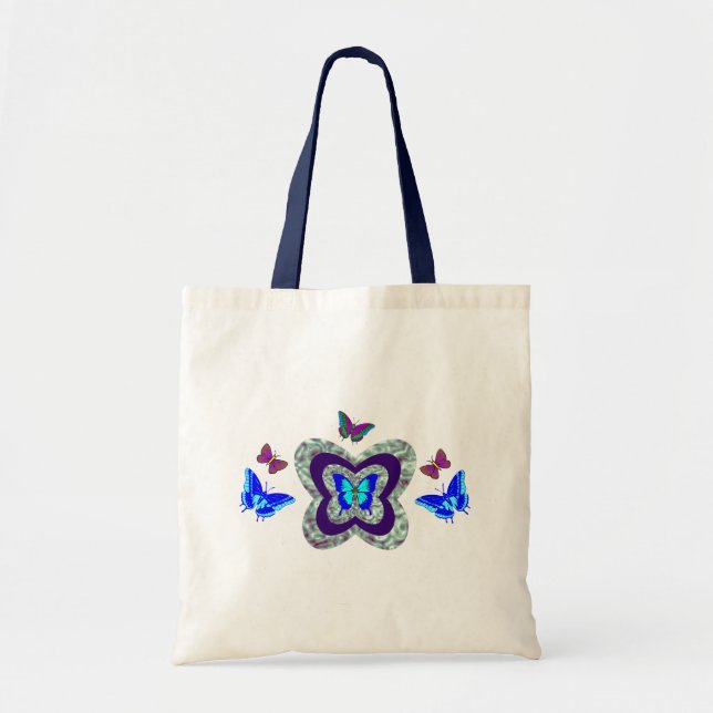 Vibrant Colorful Butterfly Tote Bag (Front)