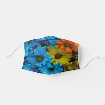 Vibrant Colorful Daisy Flowers Spring Pattern Adult Cloth Face Mask by macdesigns2 at Zazzle