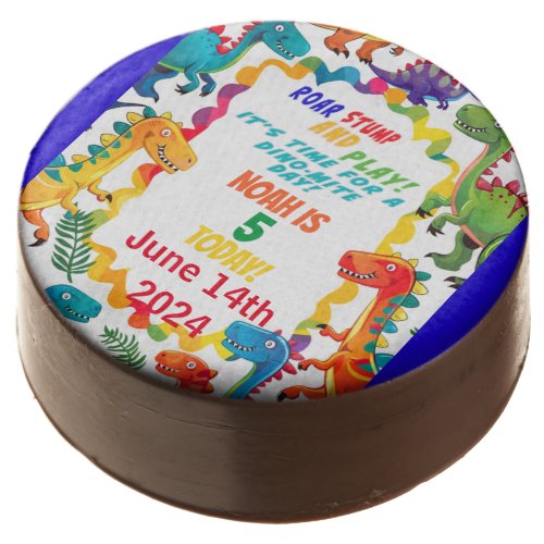 Vibrant Colorful Dinosaur Party  Chocolate Covered Oreo