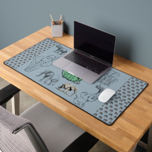 Vibrant Colorful Elephants  - Unique Elephant Patt Desk Mat
