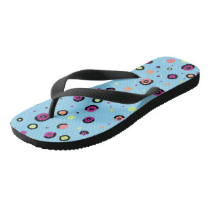 Vibrant Colorful Evil Eye Pattern Boho Summer Flip Flops