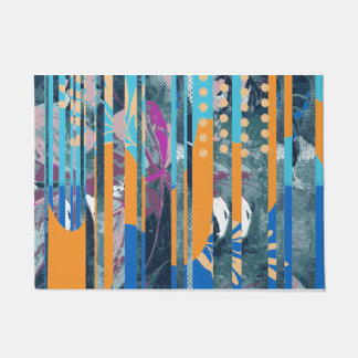 Vibrant colorful floral and geometric design doormat