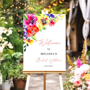 Vibrant Colorful Floral Bridal Shower Welcome Foam Board