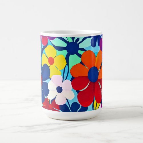 Vibrant colorful flower art  magic mug