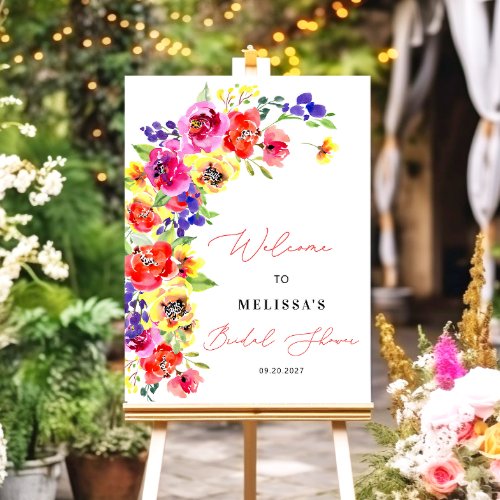 Vibrant Colorful Flowers Bridal Shower Welcome Foam Board