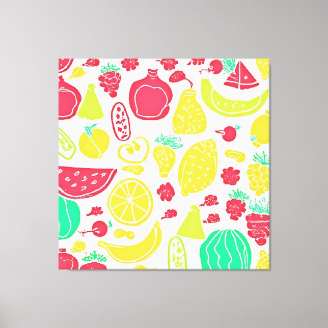 Vibrant Colorful Fruits Pattern Canvas Print (Front)