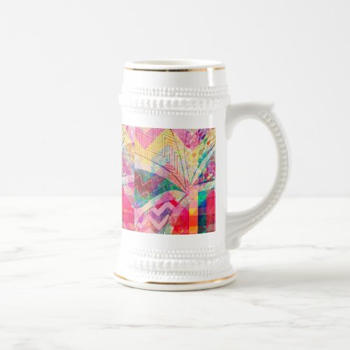 Vibrant Colorful Funky Abstract Girly Butterfly Ch Beer Stein