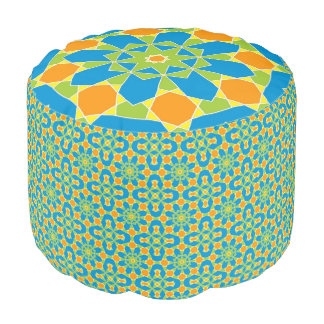 Vibrant Colorful Geometric Pouf