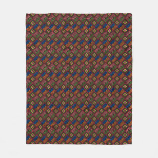 Vibrant Colorful Geometric Tile Repeat Pattern Fleece Blanket