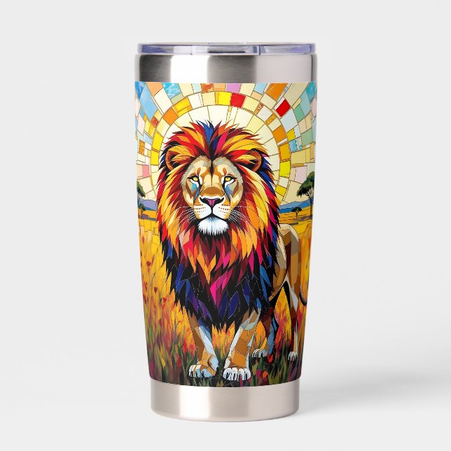 Vibrant Colorful Lion Mosaic   Insulated Tumbler (Front)