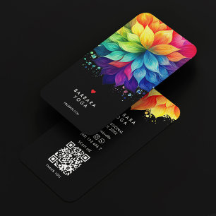 Vibrant Colorful Lotus Mandala Therapist Yoga Business Card