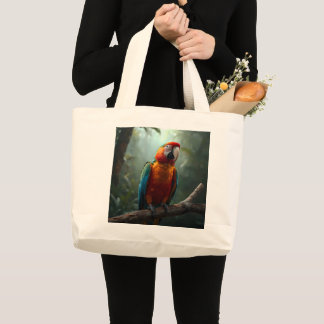 Vibrant Colorful Macaw Parrot Canvas Tote Bag