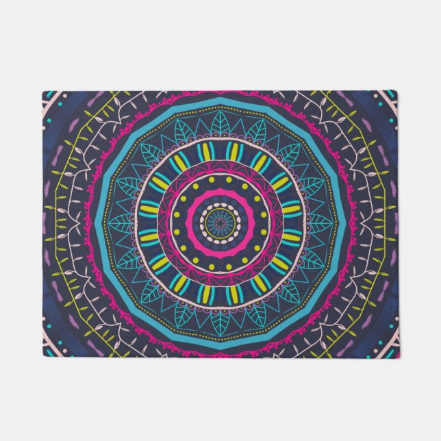 Vibrant Colorful Mandala Art Doormat (Front)