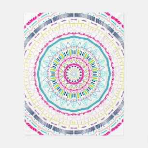 Vibrant Colorful Mandala Art Fleece Blanket