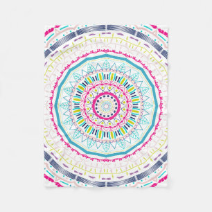 Vibrant Colorful Mandala Art Fleece Blanket