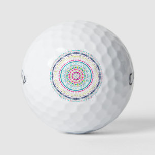 Vibrant Colorful Mandala Art Golf Balls