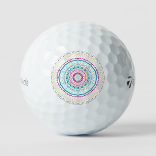 Vibrant Colorful Mandala Art Golf Balls