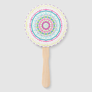 Vibrant Colorful Mandala Art Hand Fan