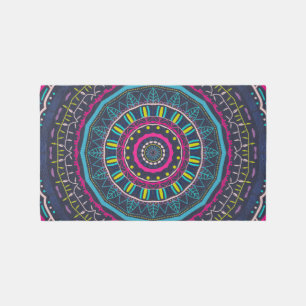 Vibrant Colorful Mandala Art Outdoor Rug
