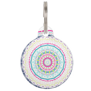 Vibrant Colorful Mandala Art Pet ID Tag