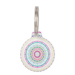 Vibrant Colorful Mandala Art Pet ID Tag