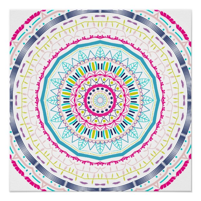 Vibrant Colorful Mandala Art Poster (Front)