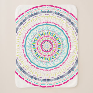 Vibrant Colorful Mandala Art Sherpa Blanket