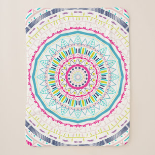 Vibrant Colorful Mandala Art Sherpa Blanket