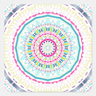 Vibrant Colorful Mandala Art Square Sticker