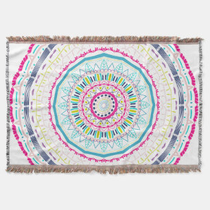 Vibrant Colorful Mandala Art Throw Blanket