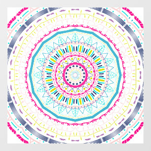 Vibrant Colorful Mandala Art Window Cling