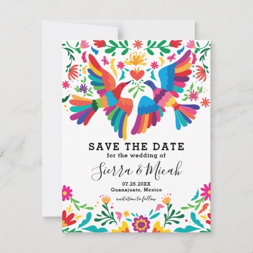 Vibrant Colorful Mexican Inspired Birds and Floral Save The Date