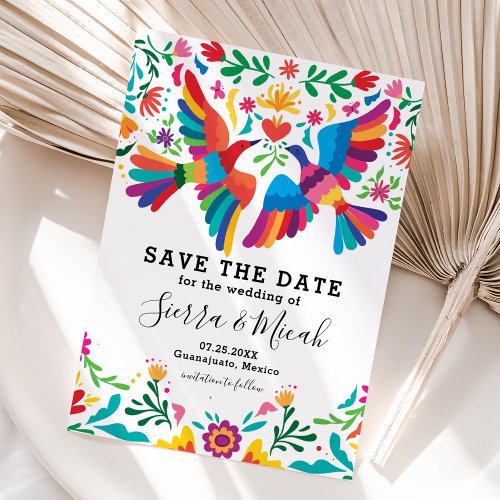 Vibrant Colorful Mexican Inspired Birds and Floral Save The Date